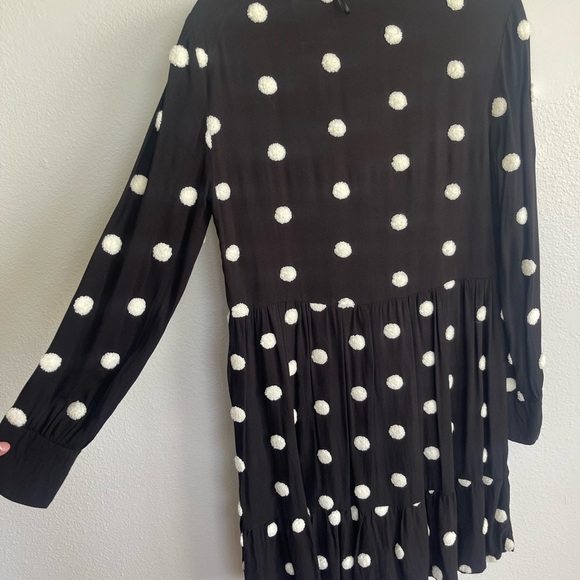 Zara Black and White Polka Dot Long Sleeve Dress - Picture 5 of 5